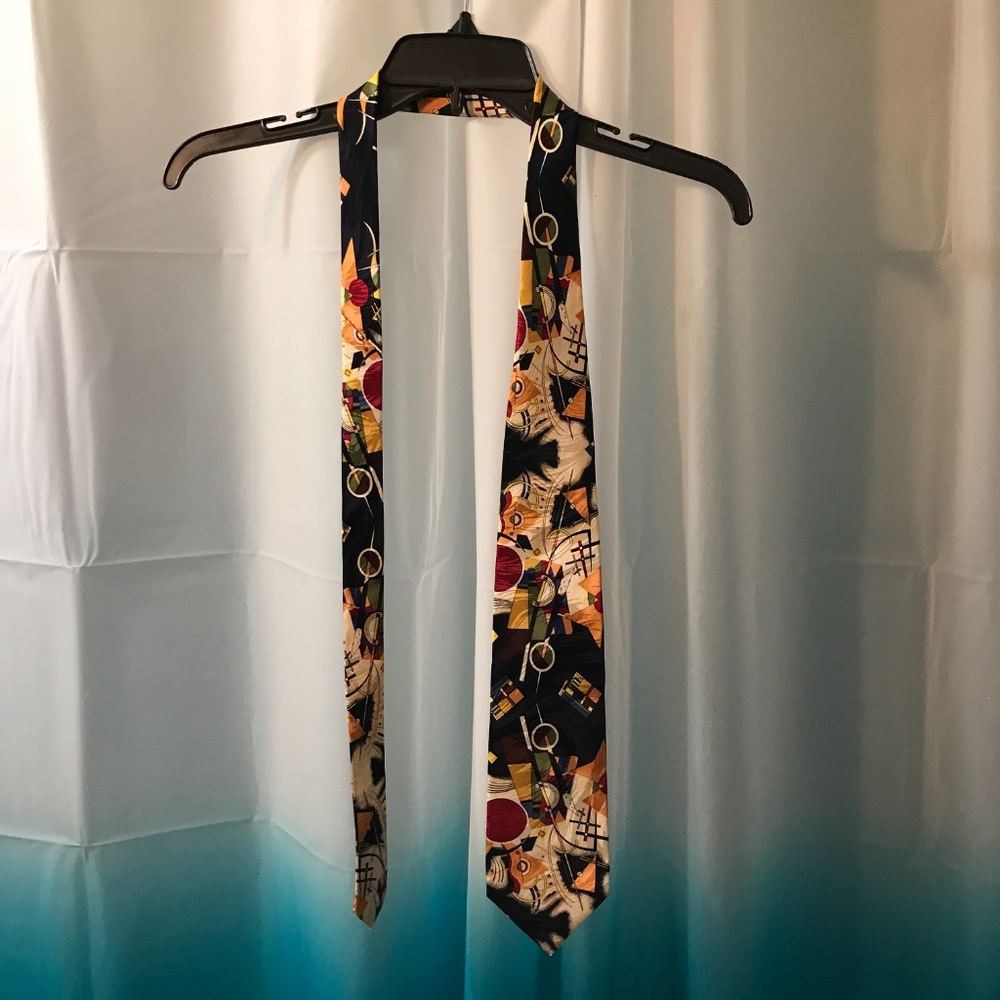 Vintage Tie by Christina Desiree w/Kadinsky Art Black Welft 100%silk